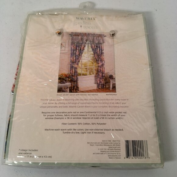 Waverly Garden Room Heirloom Collection Shaped Ruffle Valance Blue Floral Pair - Picture 4 of 15